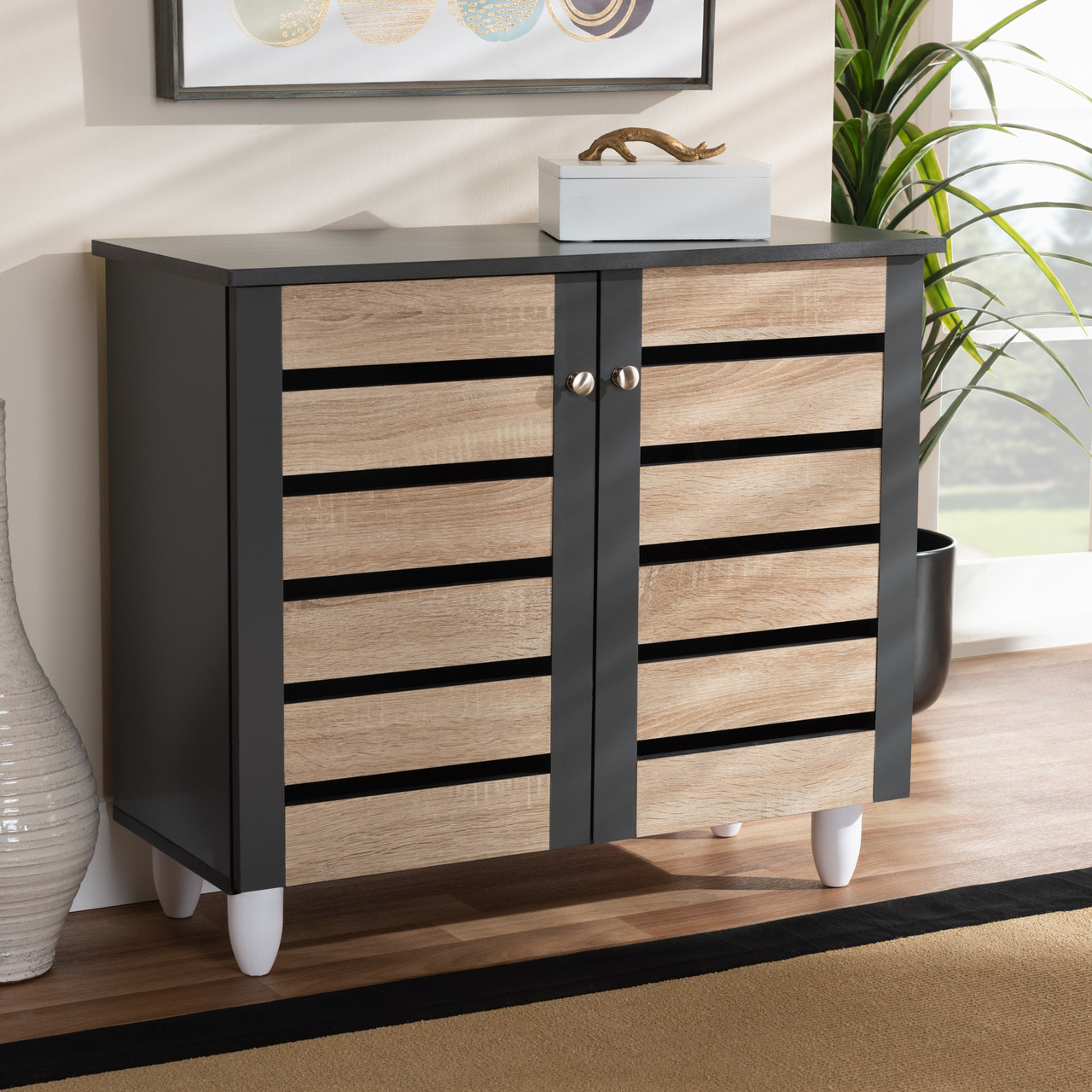 Baxton Studio Gisela Modern and Contemporary Two Tone Oak and Dark