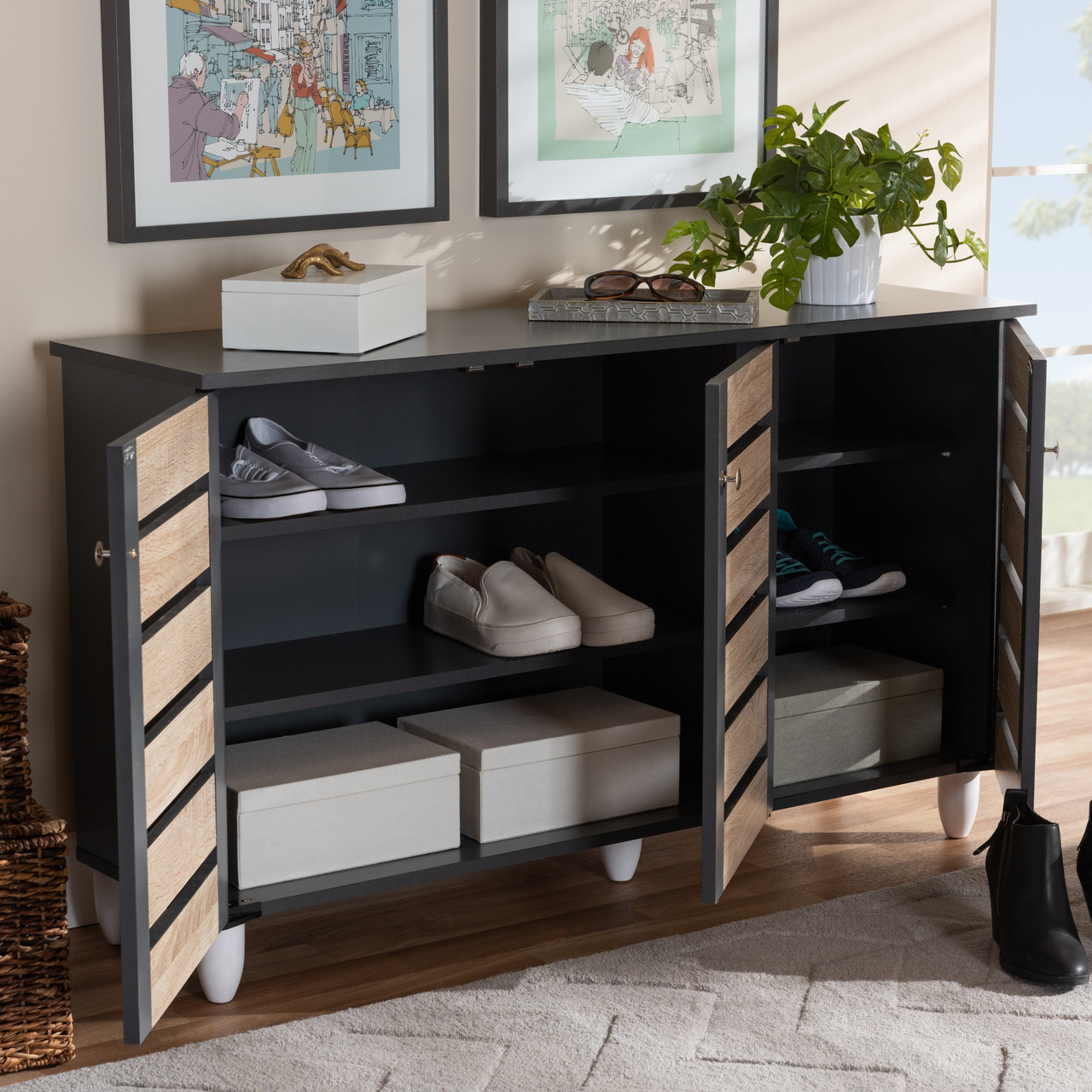 Baxton Studio Gisela Modern and Contemporary Two Tone Oak and Dark