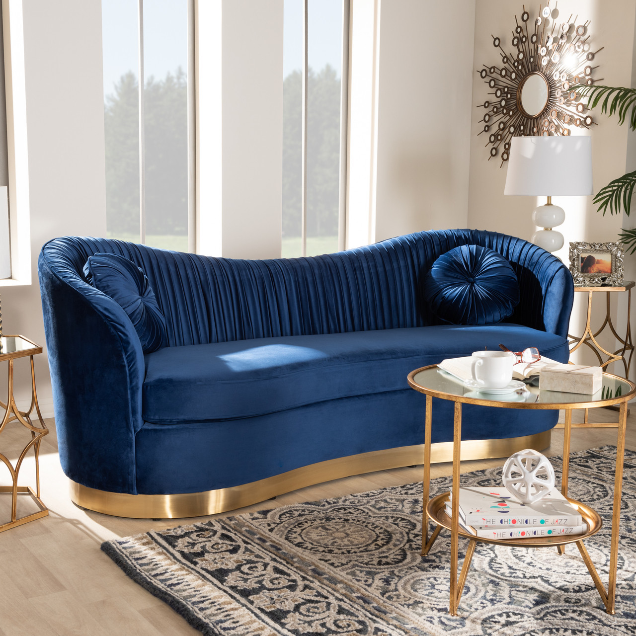 Baxton Studio Nevena Glam Royal Blue Velvet Fabric Upholstered