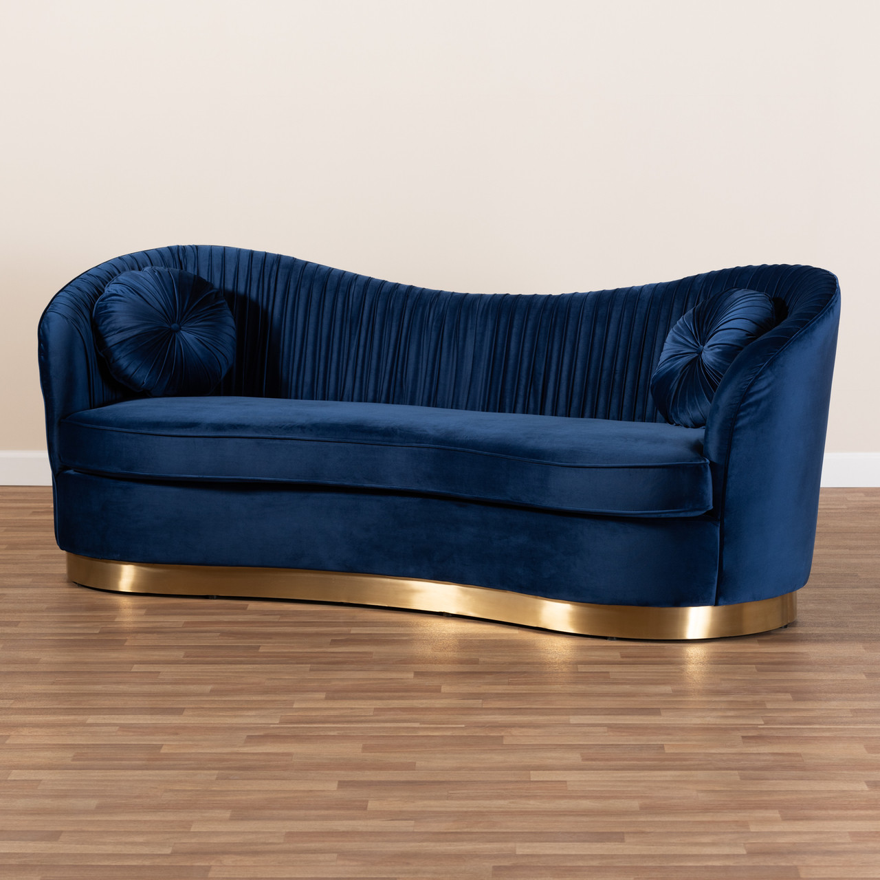 Baxton Studio Nevena Glam Royal Blue Velvet Fabric Upholstered