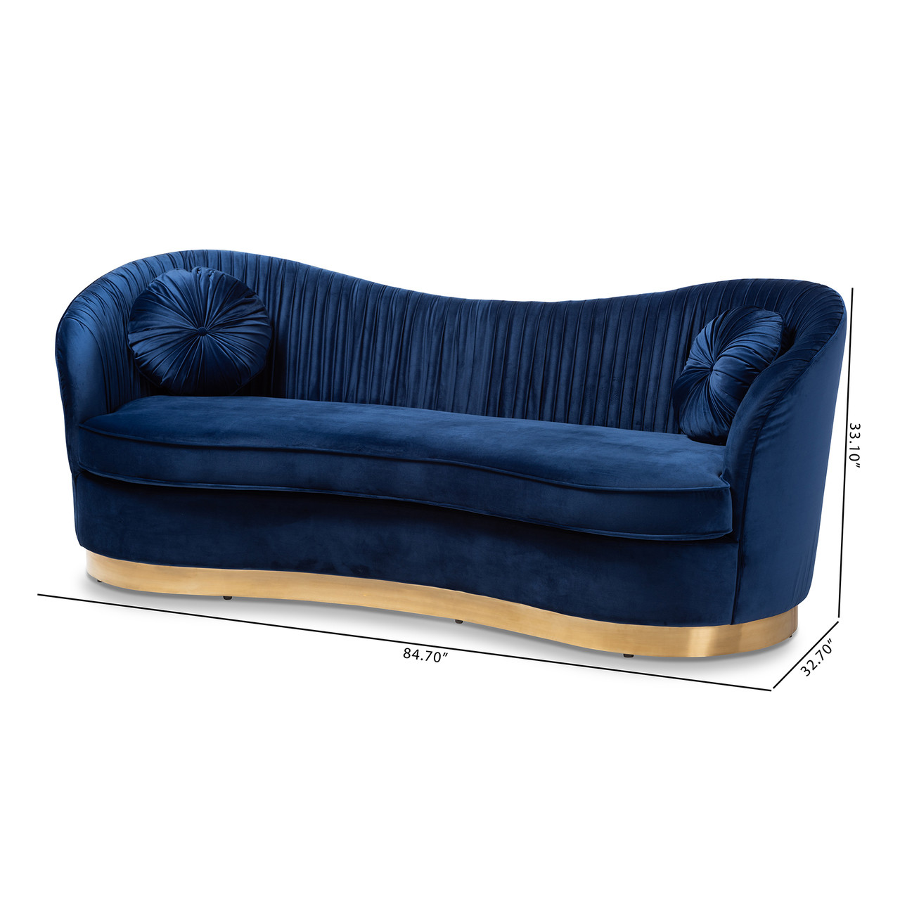 Baxton Studio Nevena Glam Royal Blue Velvet Fabric Upholstered