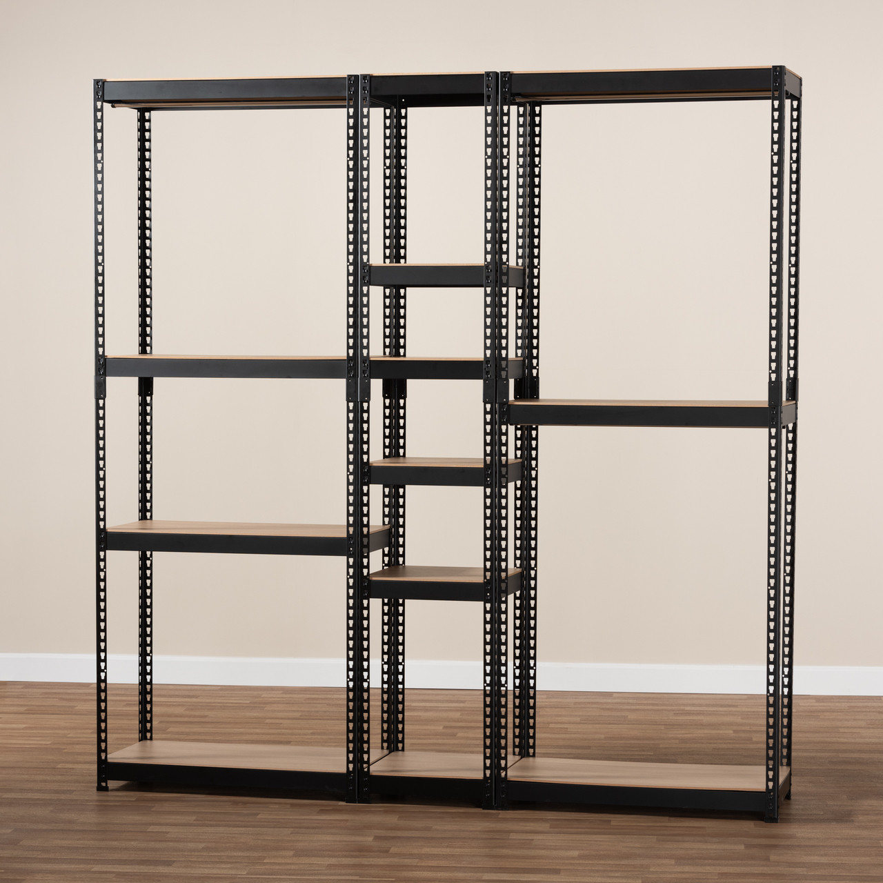 Baxton Studio Gavin Modern and Contemporary Black Metal 10 Shelf