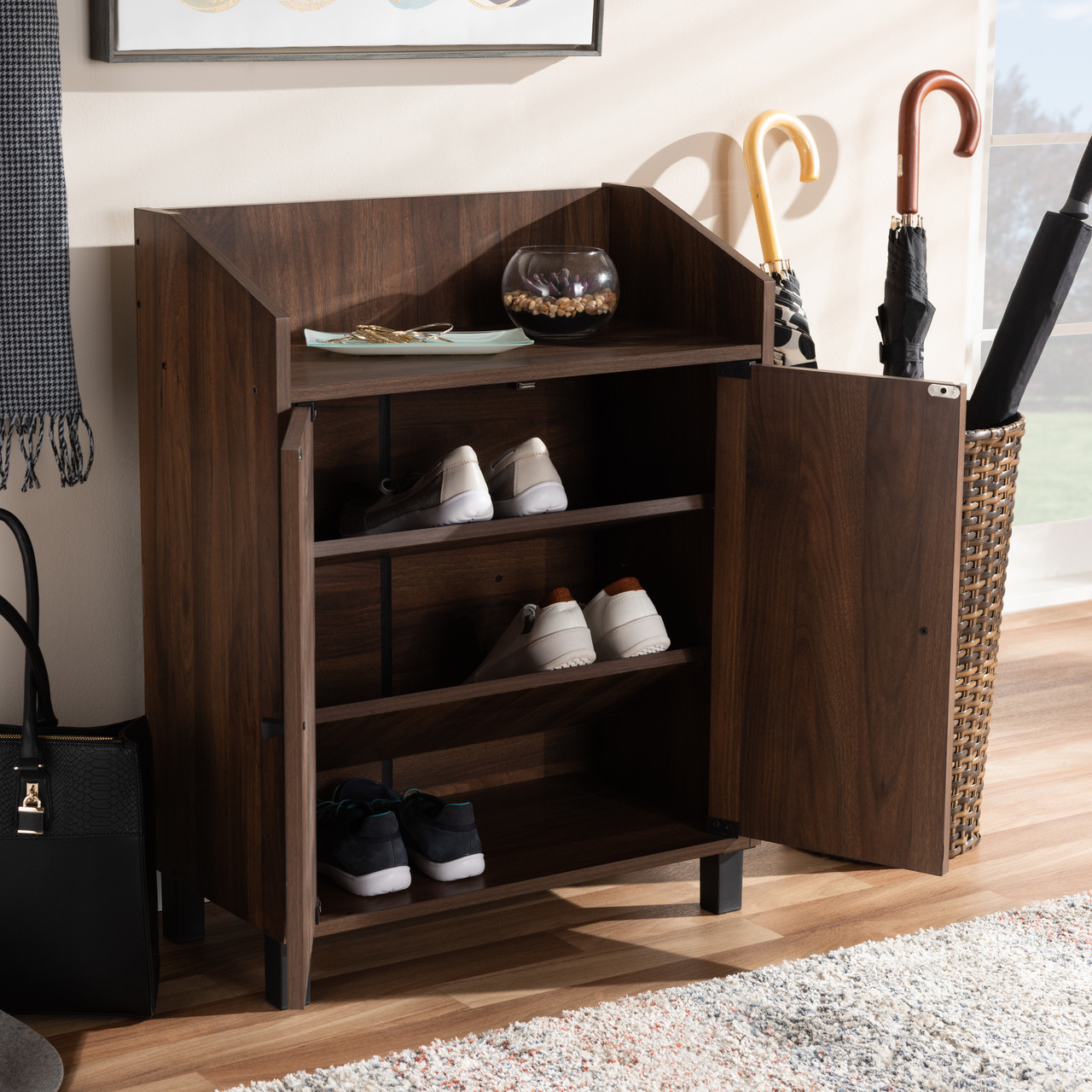 Baxton Studio Rossin Modern and Contemporary Walnut Brown Finished