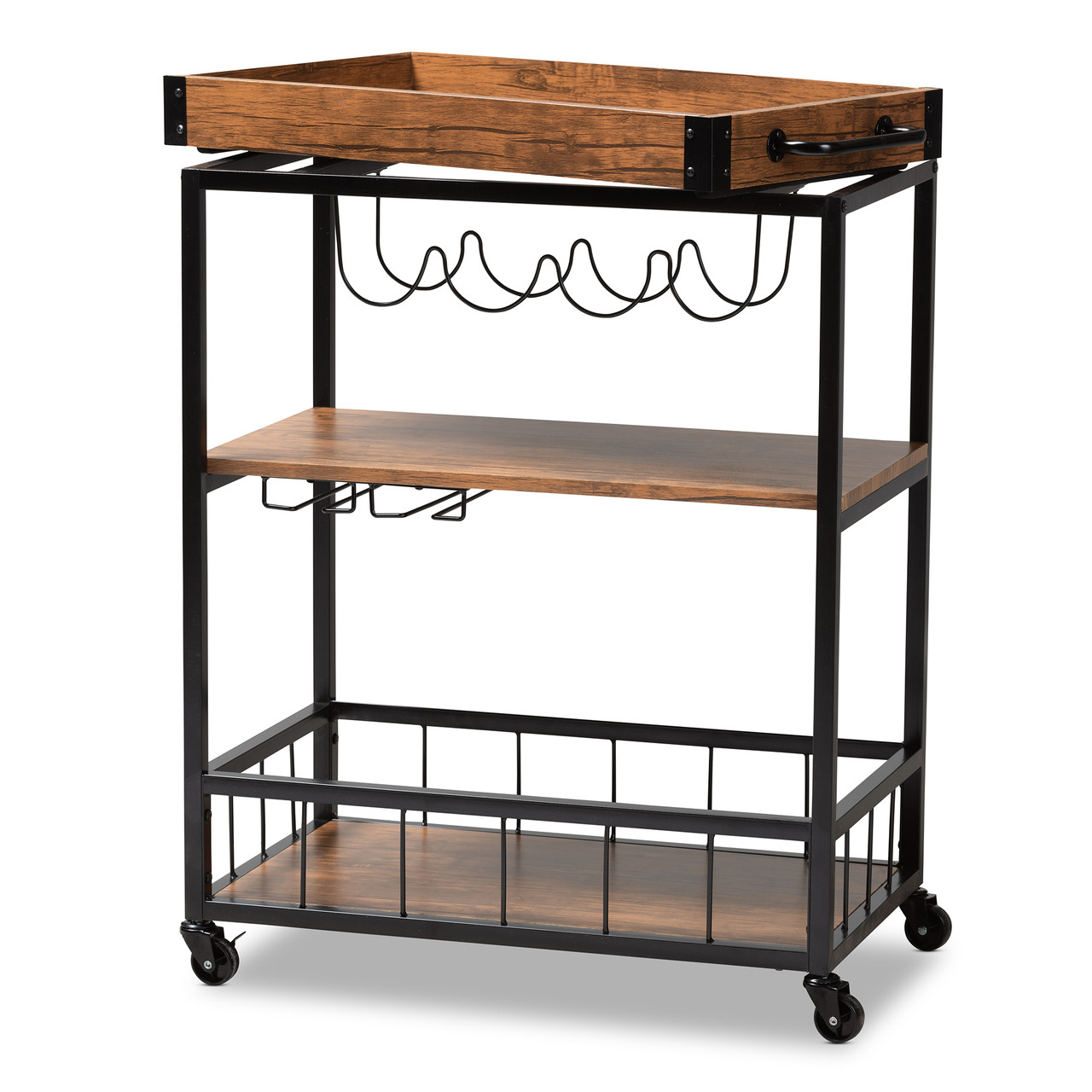 Baxton Studio Cerne Vintage Rustic Industrial Oak Brown and Black