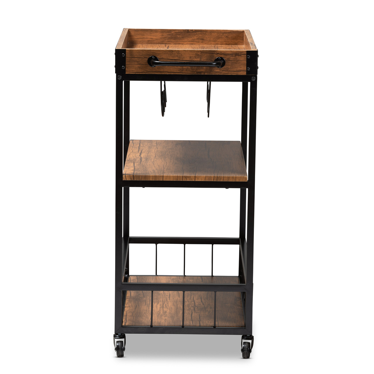 Baxton Studio Cerne Vintage Rustic Industrial Oak Brown and Black