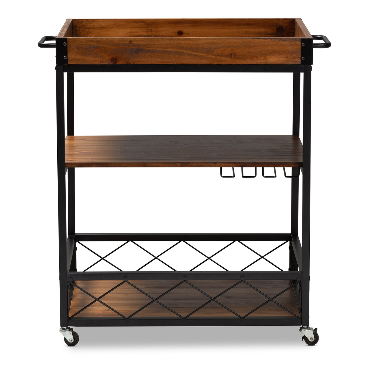 Baxton Studio Capri Vintage Rustic Industrial Oak Brown and Black