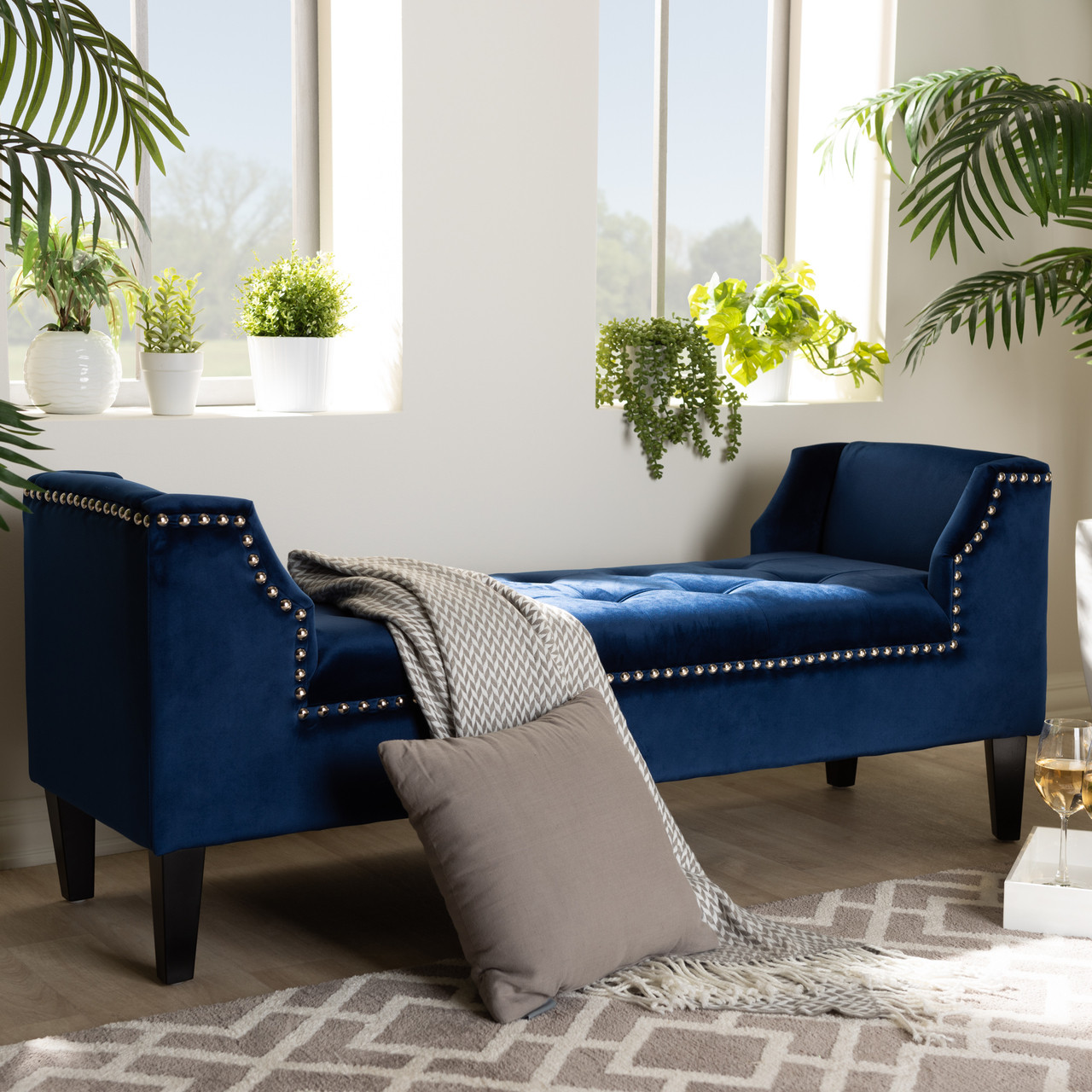 Baxton Studio Perret Modern and Contemporary Royal Blue Velvet