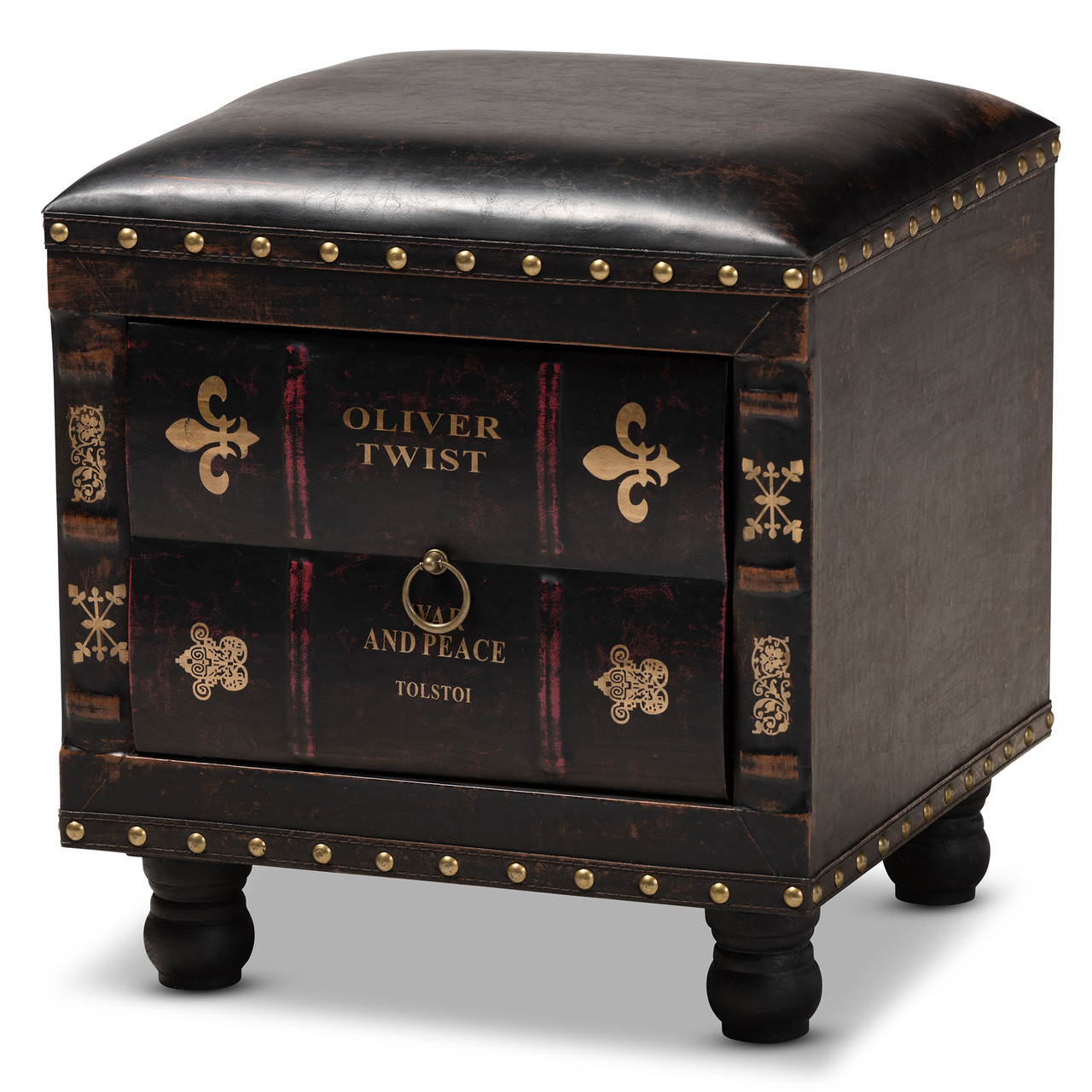 Baxton Studio Charlier Rustic Antique Inspired Dark Brown Faux