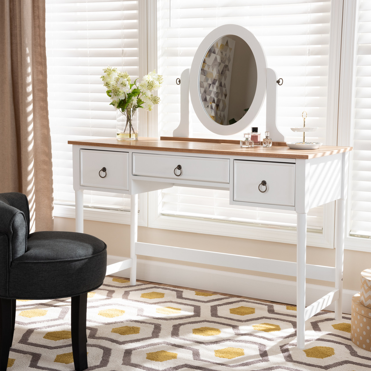 Baxton Studio Sylvie Classic and Traditional White 3 Drawer Wood