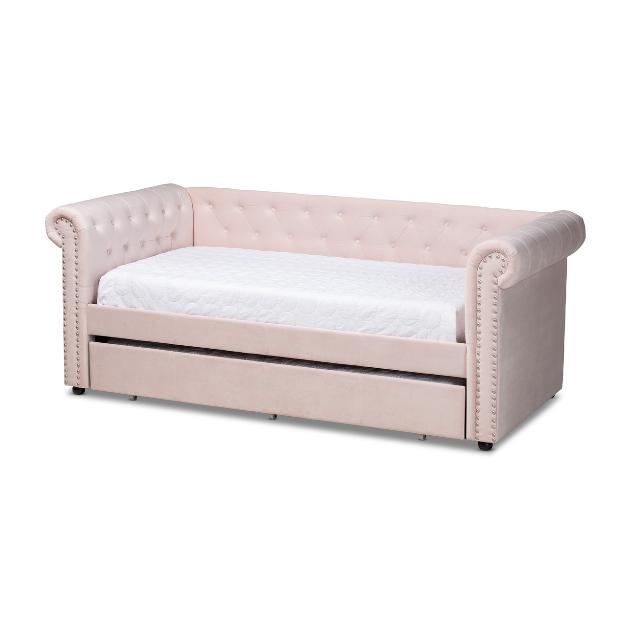 Baxton Studio Mabelle Modern and Contemporary Light Pink Velvet