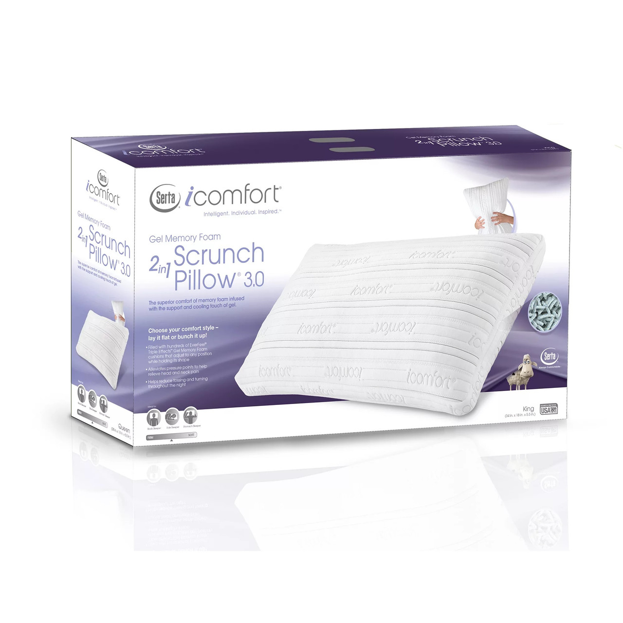 Serta Cooling Gel Memory Foam Bed Pillow, Set of 2 