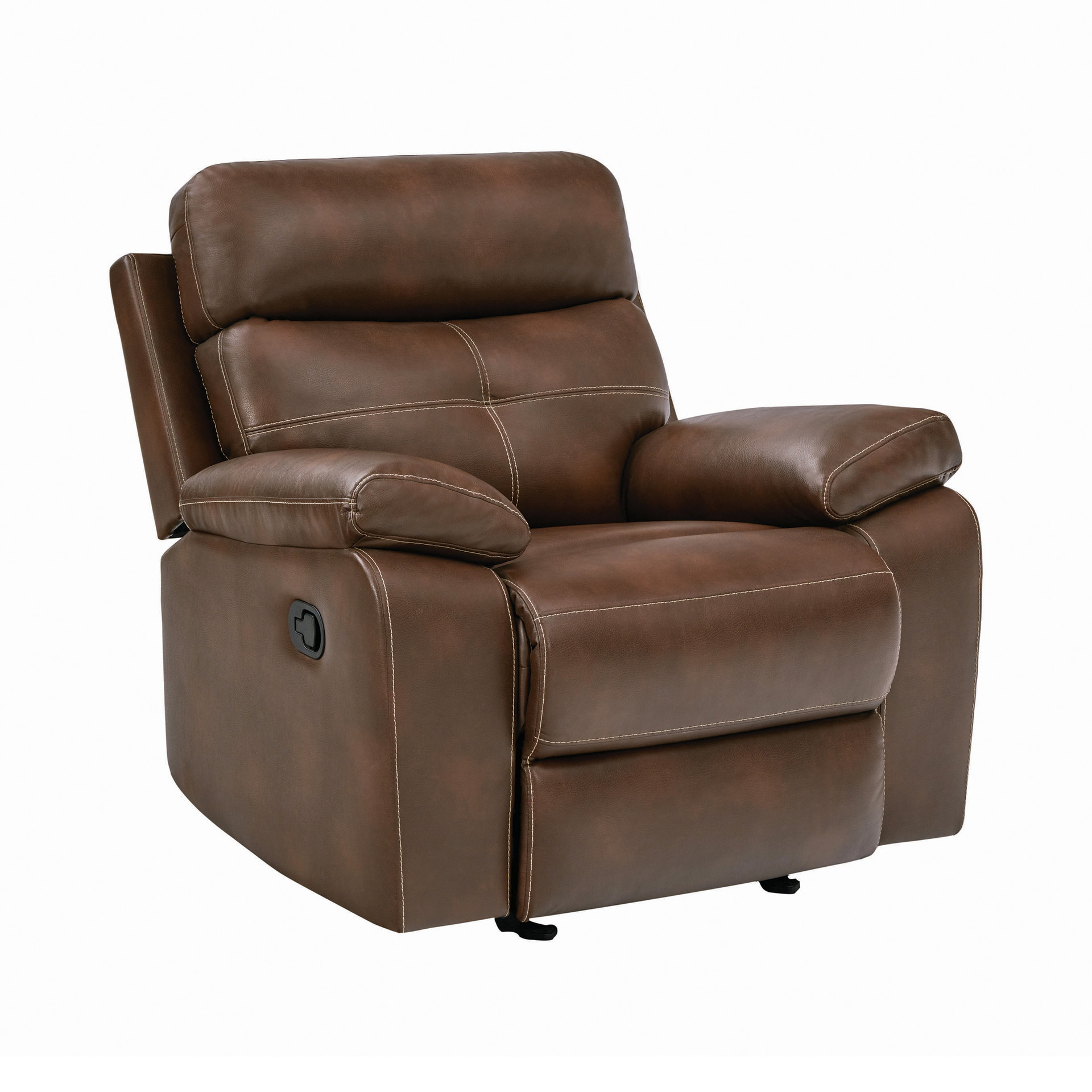 Coaster Princeton Rolled Arm Leather Recliner in Merlot