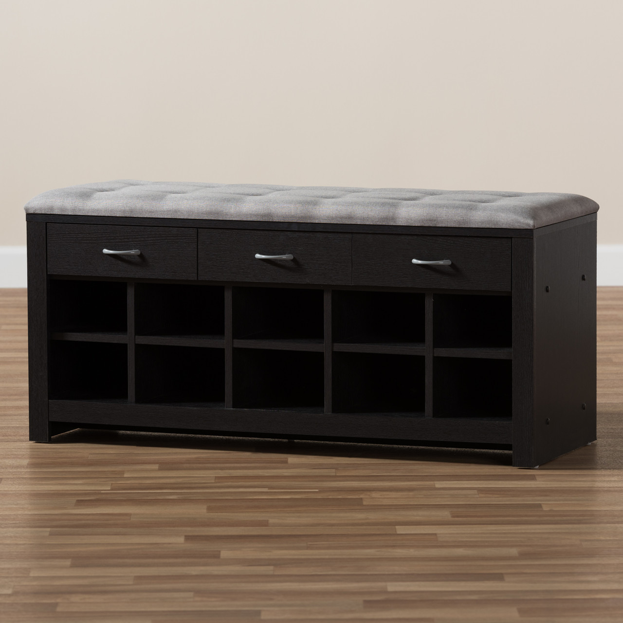 Baxton Studio Modern and Contemporary Espresso Finished Grey Fabric