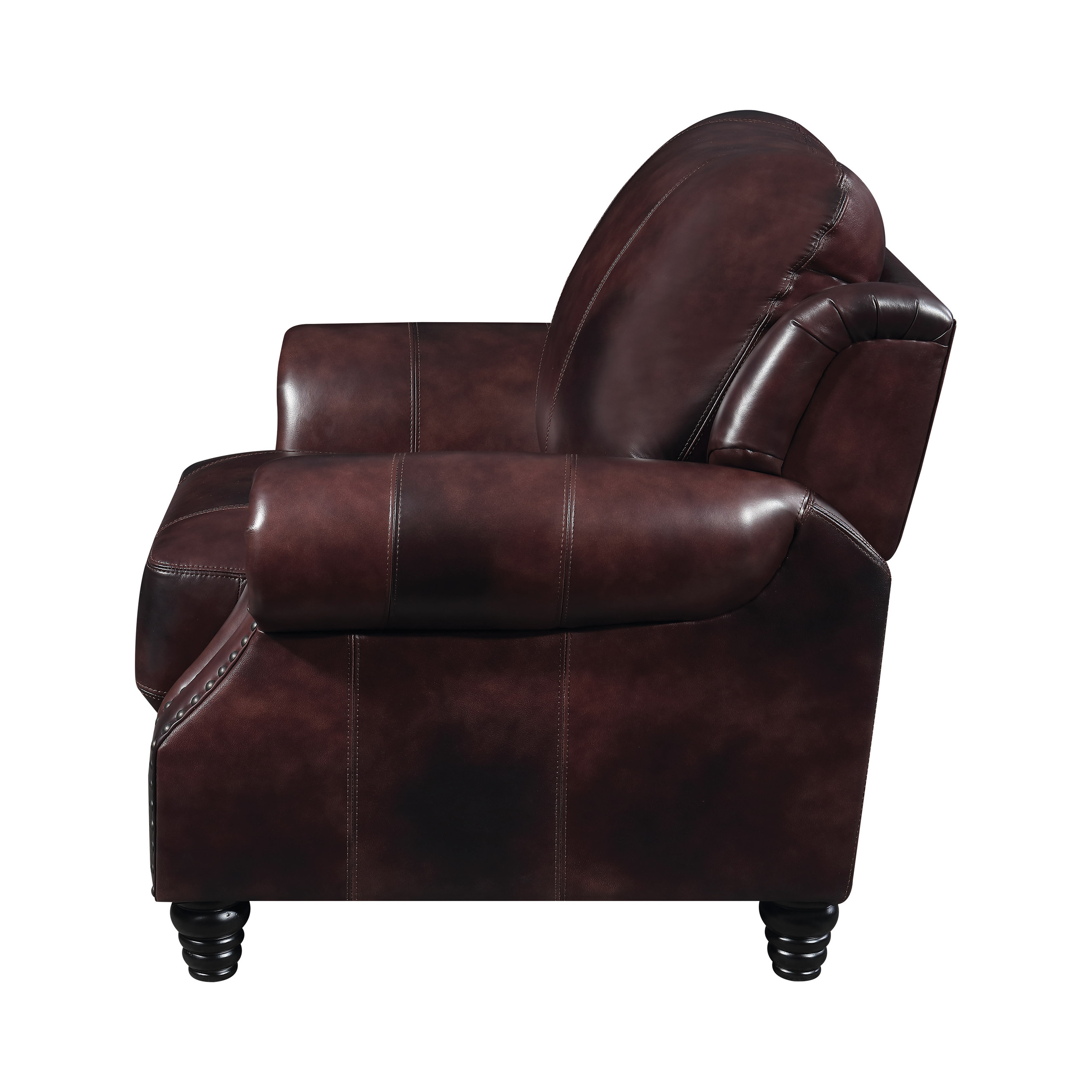 Coaster Princeton Rolled Arm Leather Recliner in Merlot