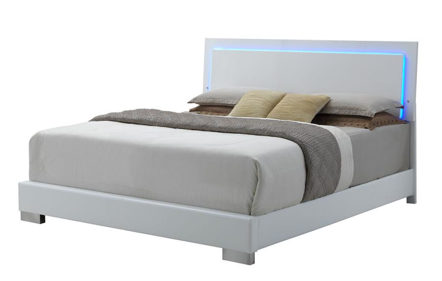 Coaster Felicity Bed with LED Lighting in Gloss White