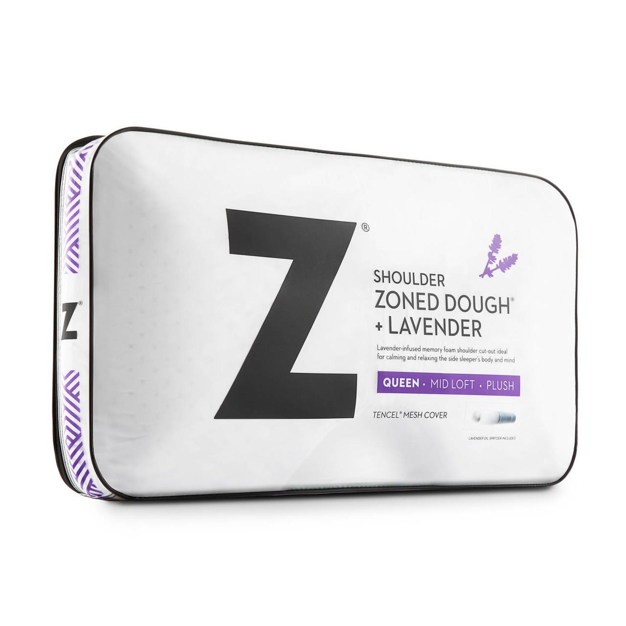 Malouf Z Zoned Shoulder Dough Lavender Mid Loft Pillow