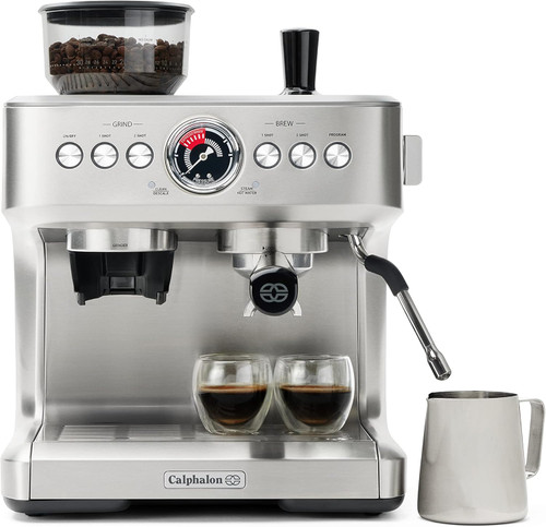 Calphalon Temp iQ Espresso Machine with Grinder, Dual Thermoblock, and Milk Frother