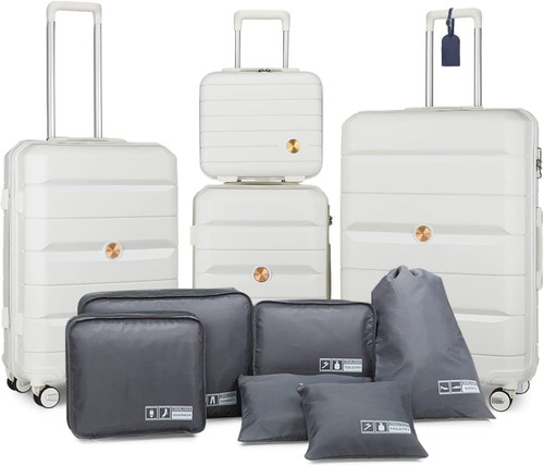 Somago 4-Piece Spinner Luggage Set in Creamy White