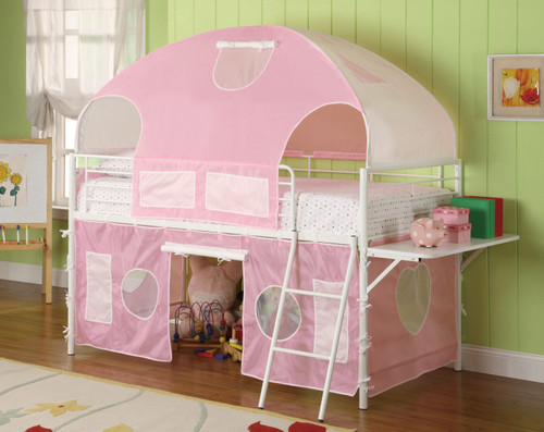 Coaster Salina Twin Low Loft Bunk Bed in White and Pink 2