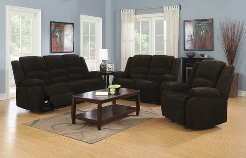 Coaster Gordon Casual Reclining Living Room Set in Chocolate 