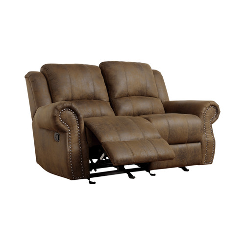 Coaster Sir Rawlinson Traditional Reclining Loveseat in Brown; Reclined 