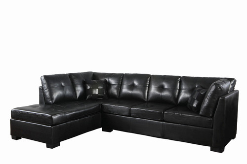 Coaster Darie Leather Sectional Sofa in Black
