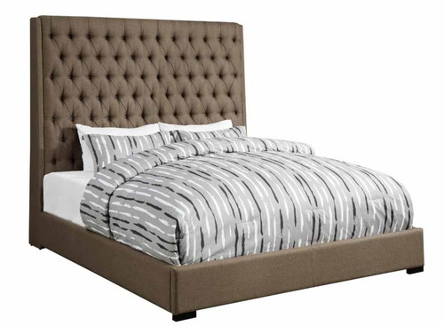 Coaster Bordeaux Upholstered Diamond Tufted Bed in Brown