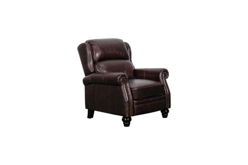 J. Graham Parker Genuine Top Grain Leather Chesterfield Reclining Glider Chair in Brown