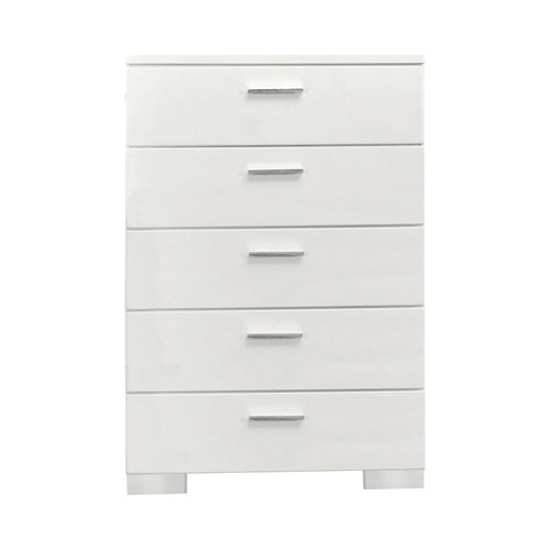 Coaster Felicity 5 Drawer Chest in White; Front Angle