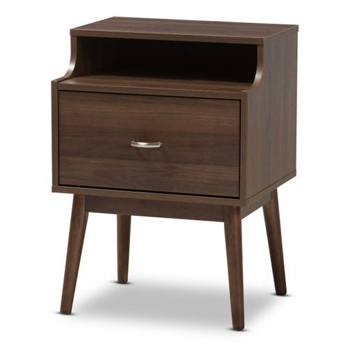 Baxton Studio Britta Mid Century Modern Walnut Brown and Grey Two