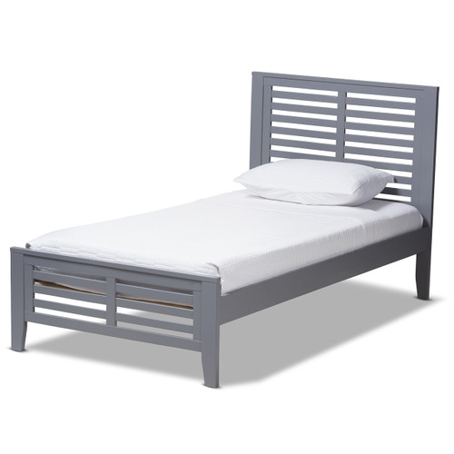 Baxton Studio Sedona Modern Classic Mission Style Grey-Finished Wood Twin Platform Bed