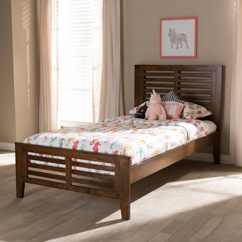 Baxton Studio Sedona Modern Classic Mission Style Brown-Finished Wood Twin Platform Bed