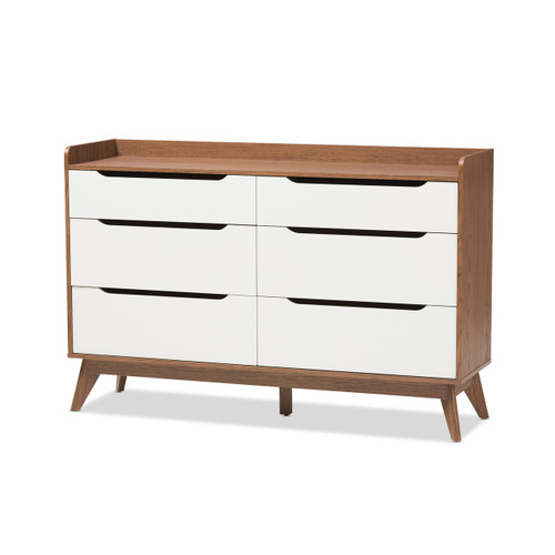 Baxton Studio Brighton Mid Century Modern White and Walnut Wood 4