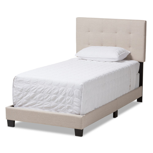 Baxton Studio Brookfield Modern and Contemporary Beige Fabric Bed