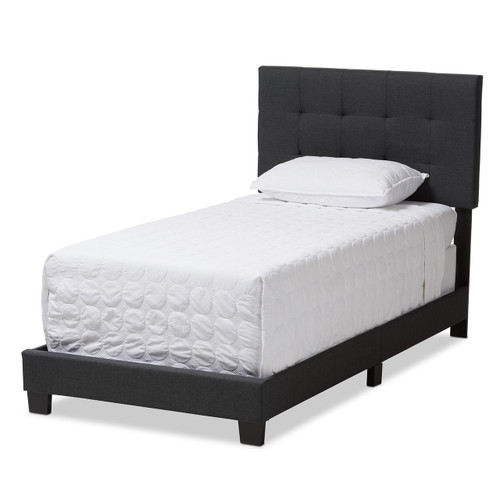 Baxton Studio Brookfield Modern and Contemporary Charcoal Grey Fabric Bed