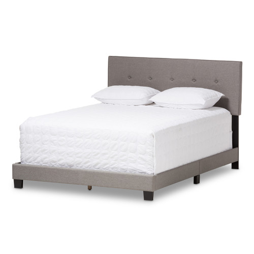 Baxton Studio Hampton Modern and Contemporary Light Grey Fabric Upholstered Bed