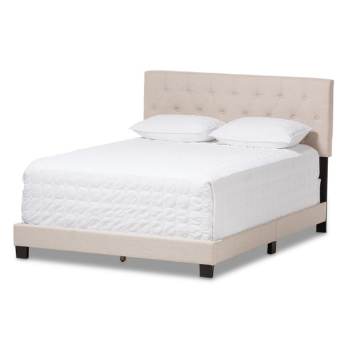 Baxton Studio Cassandra Modern and Contemporary Light Beige Fabric Upholstered Bed