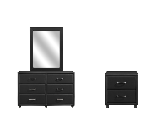 Homelegance Lorenzi Collection Nightstand with Dresser & Mirror in Black