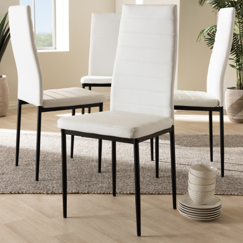 Baxton Studio Armand Modern and Contemporary White Faux Leather Upholstered Dining Chair