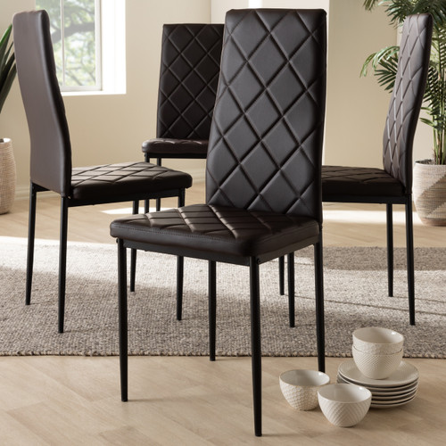 Baxton Studio Blaise Modern and Contemporary Brown Faux Leather Upholstered Dining Chair