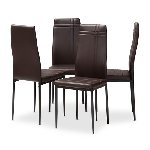 Baxton Studio Matiese Modern and Contemporary Brown Faux Leather Upholstered Dining Chair
