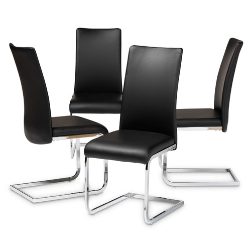 Baxton Studio Cyprien Modern and Contemporary Black Faux Leather Upholstered Dining Chair