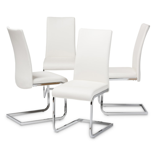 Baxton Studio Cyprien Modern and Contemporary White Faux Leather Upholstered Dining Chair