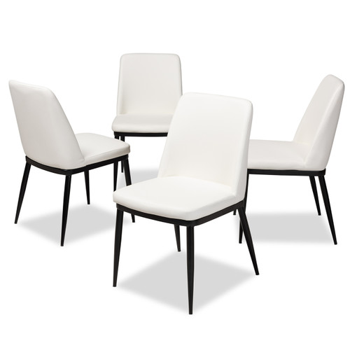 Baxton Studio Darcell Modern and Contemporary White Faux Leather Upholstered Dining Chair