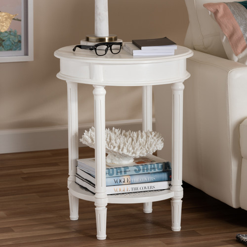 Baxton Studio Poire Country Cottage Farmhouse White Finished End Table