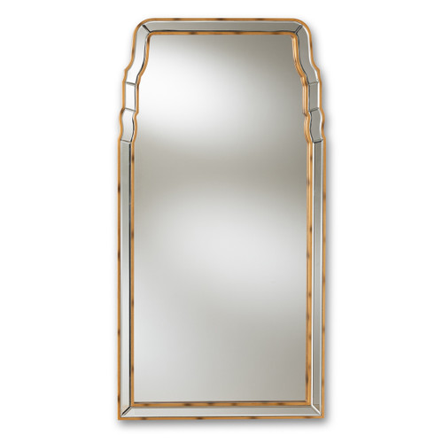 Baxton Studio Alice Modern and Contemporary Queen Anne Style Antique Gold Finished Accent Wall Mirror