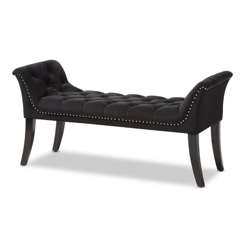 Baxton Studio Chandelle Luxe and Contemporary Black Velvet Upholstered Bench