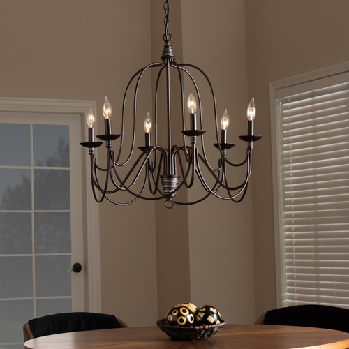 Baxton Studio Palmira Transitional Dark Bronze Metal 6-Light Chandelier