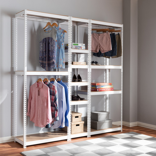 Baxton Studio Gavin Modern and Contemporary White Metal 10-Shelf Closet Storage Racking Organizer