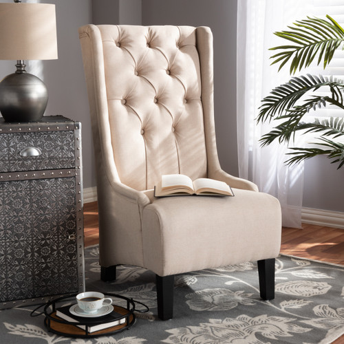 Baxton Studio Dorais Transitional Beige Fabric Upholstered Accent Chair